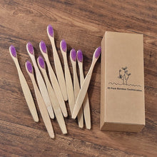 Load image into Gallery viewer, Nuevo diseño de cepillo de dientes de bambú de colores mezclados cepillo de dientes de madera ecológico cepillo de dientes de cerdas suaves de carbón para adultos cepillo de dientes de Cuidado oral
