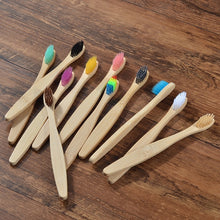 Load image into Gallery viewer, Nuevo diseño de cepillo de dientes de bambú de colores mezclados cepillo de dientes de madera ecológico cepillo de dientes de cerdas suaves de carbón para adultos cepillo de dientes de Cuidado oral
