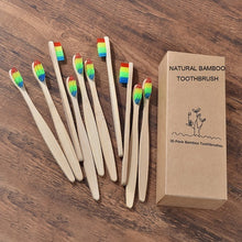 Load image into Gallery viewer, Nuevo diseño de cepillo de dientes de bambú de colores mezclados cepillo de dientes de madera ecológico cepillo de dientes de cerdas suaves de carbón para adultos cepillo de dientes de Cuidado oral
